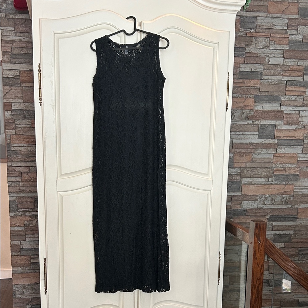 Carole Little Black Lace Maxi Dress